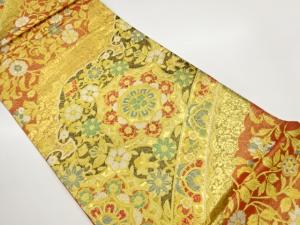 佐賀錦華紋に花唐草模様織出し袋帯